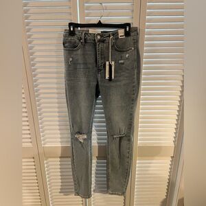 Judy Blue Light Gray Distressed Skinny Jeans